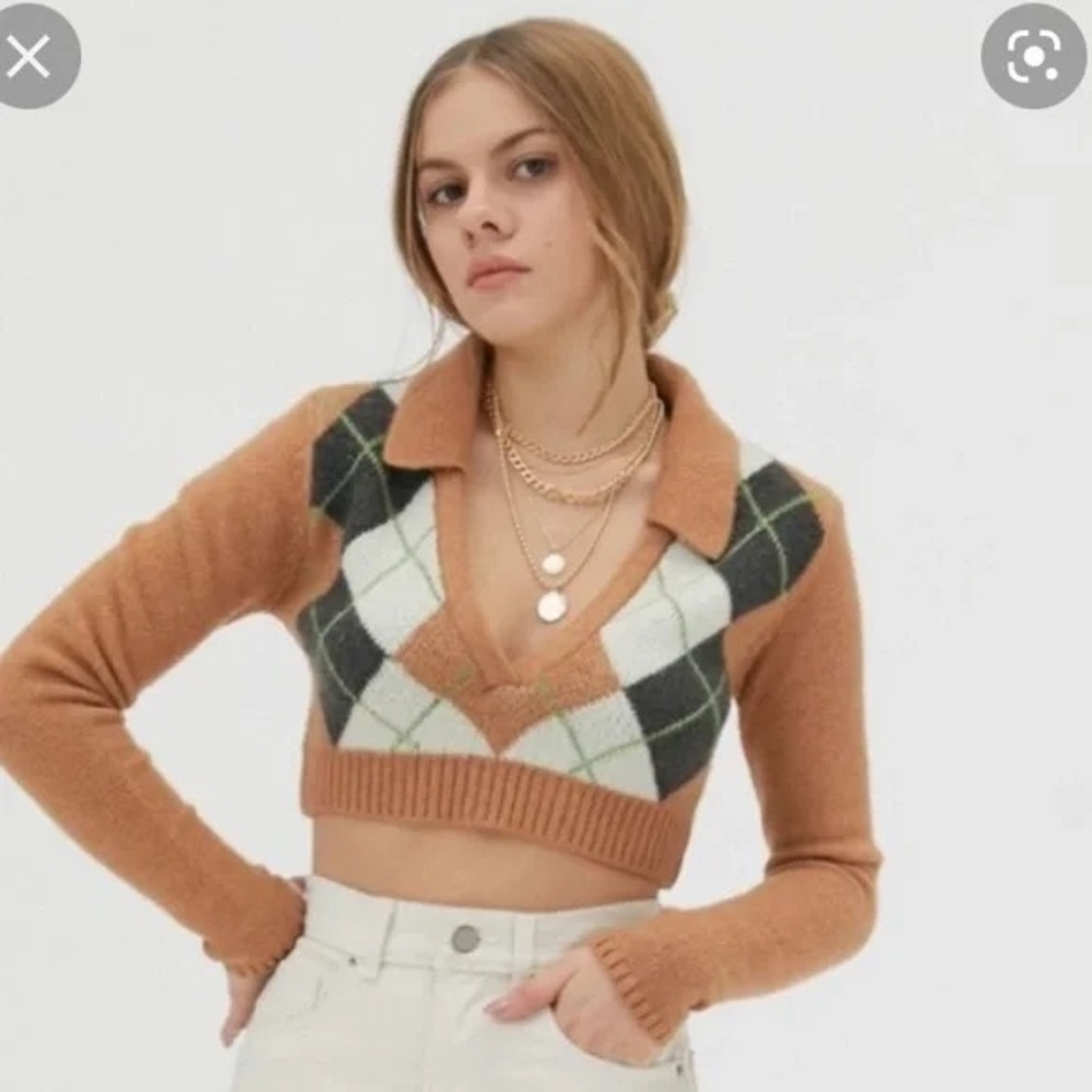 UO Walter Cropped Knitted Jumper URBAN OUTFITTERS
